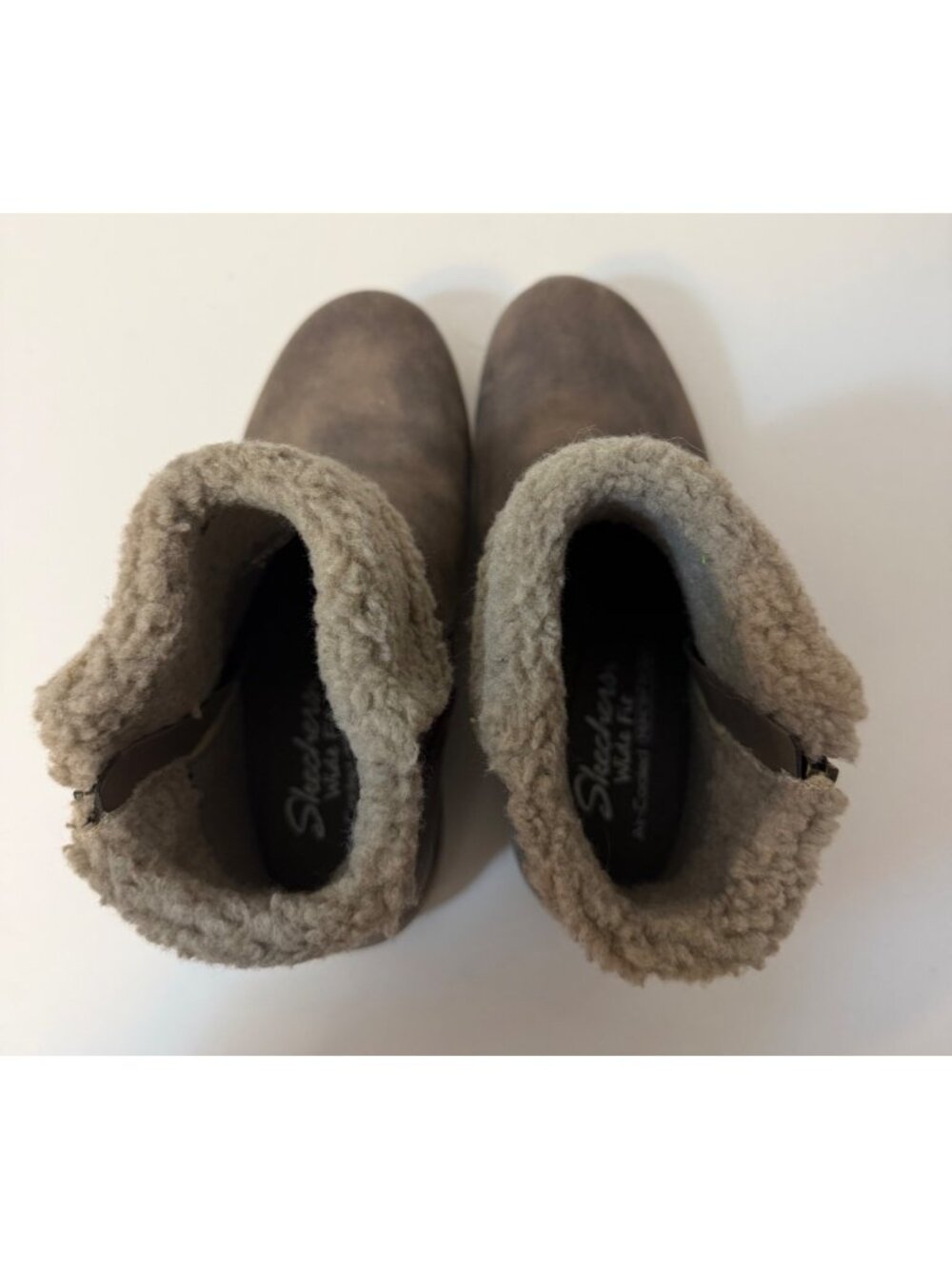 Skechers Arya Fold Over Faur Fur Booties Taupe sz 6.5 - Picture 4 of 9